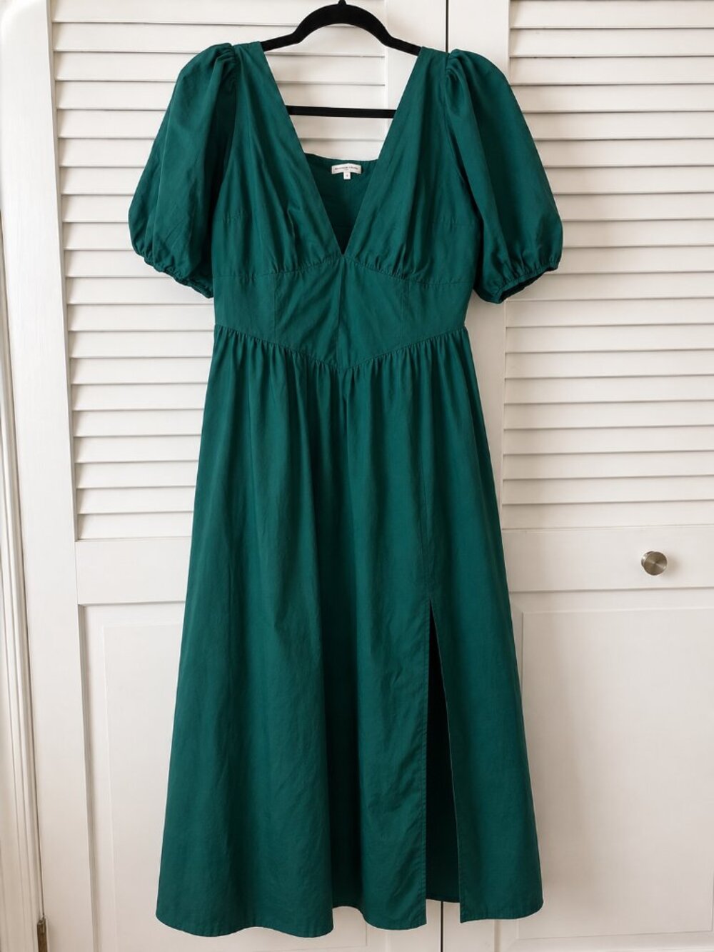 Abercrombie & Fitch Puff Sleeve Midi Dress Emerald Green XL Petite XLP - Picture 2 of 5